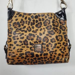 Dooney & Bourke Animal Print Shoulder Bag Adjustable Strap Patent Leather Detail